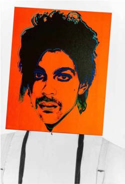 Figure 6. Warhol's orange silkscreen portrait of Prince superimposedon Goldsmith's portrait photograph.